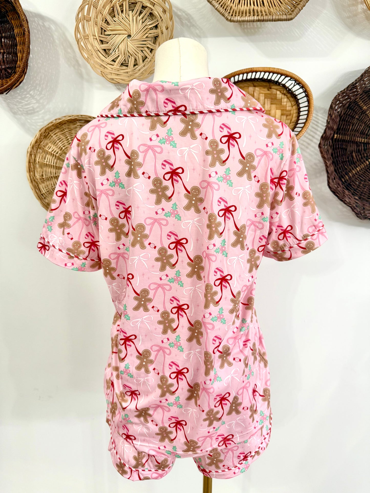 The Gingerbread House Pajama Set in Pink