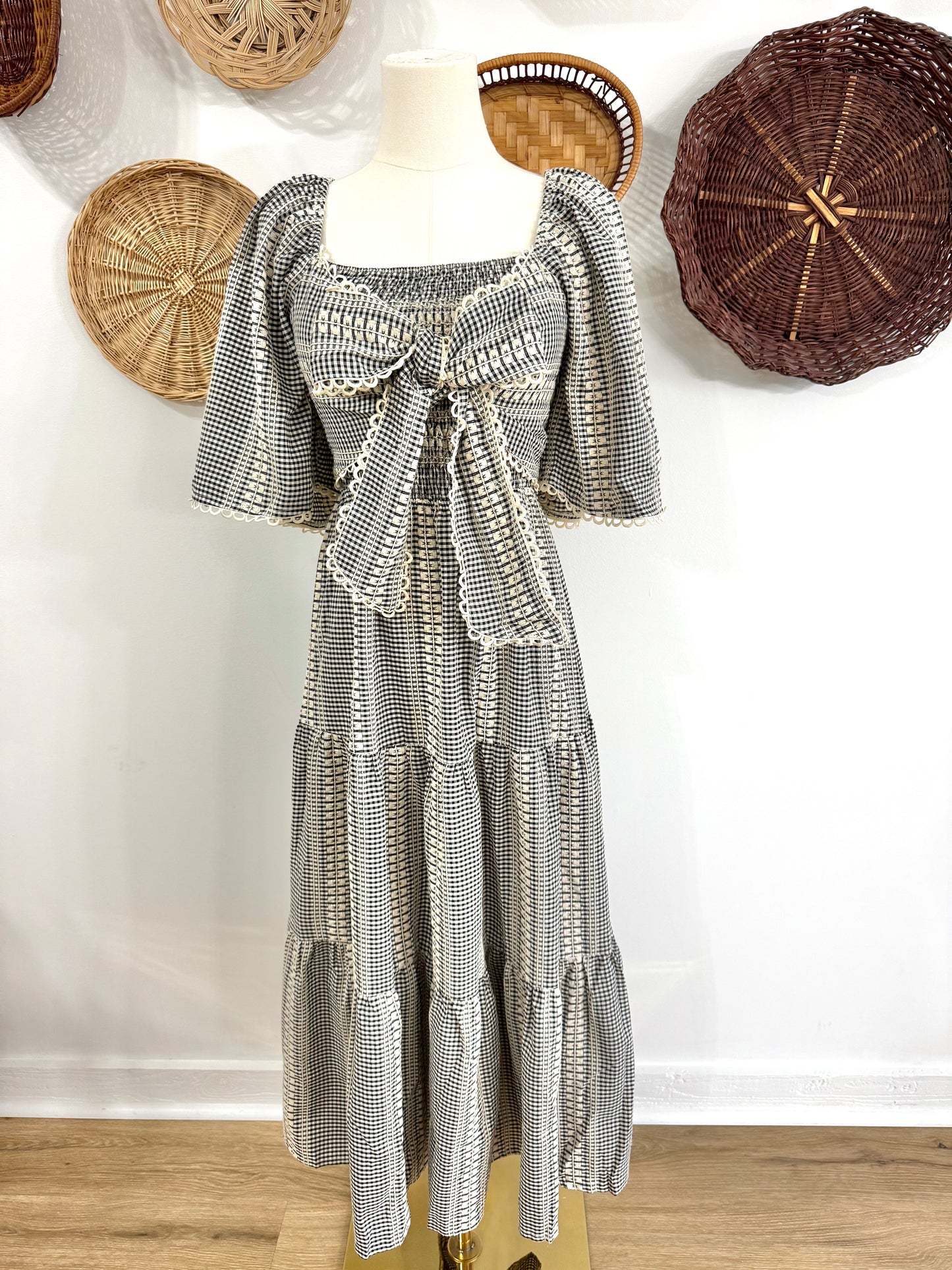 The Grace Gingham Bow Front Maxi Dress
