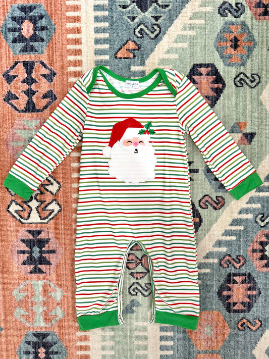 Boy’s Striped Romper with Santa Appliqué