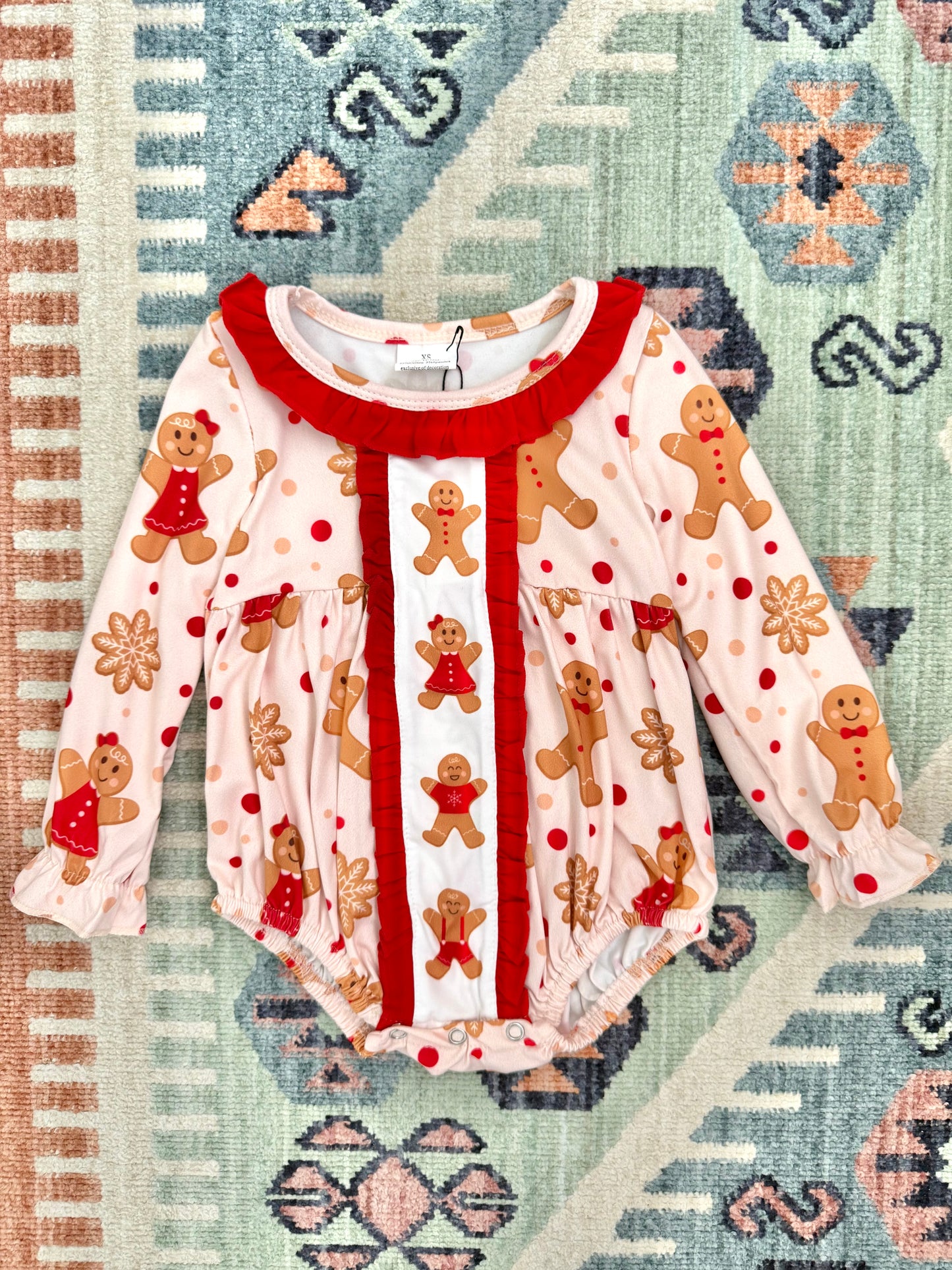 Gingerbread Smocked Ruffle Bubble