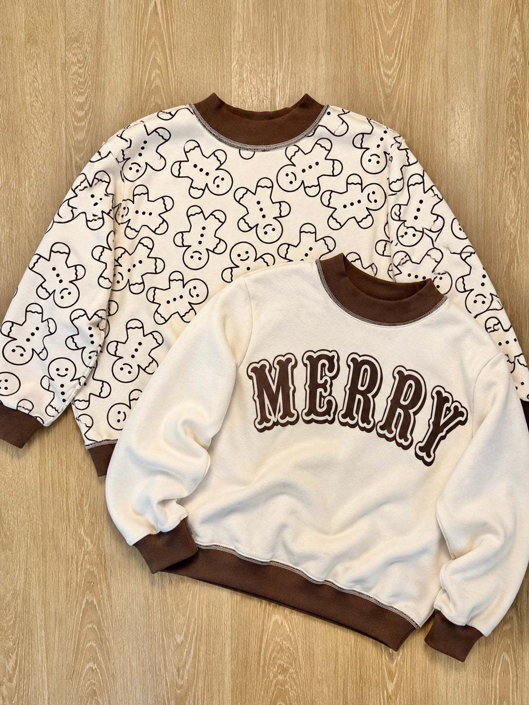 Mock Neck Reversible “Merry” & Gingerbread Sweatshirt