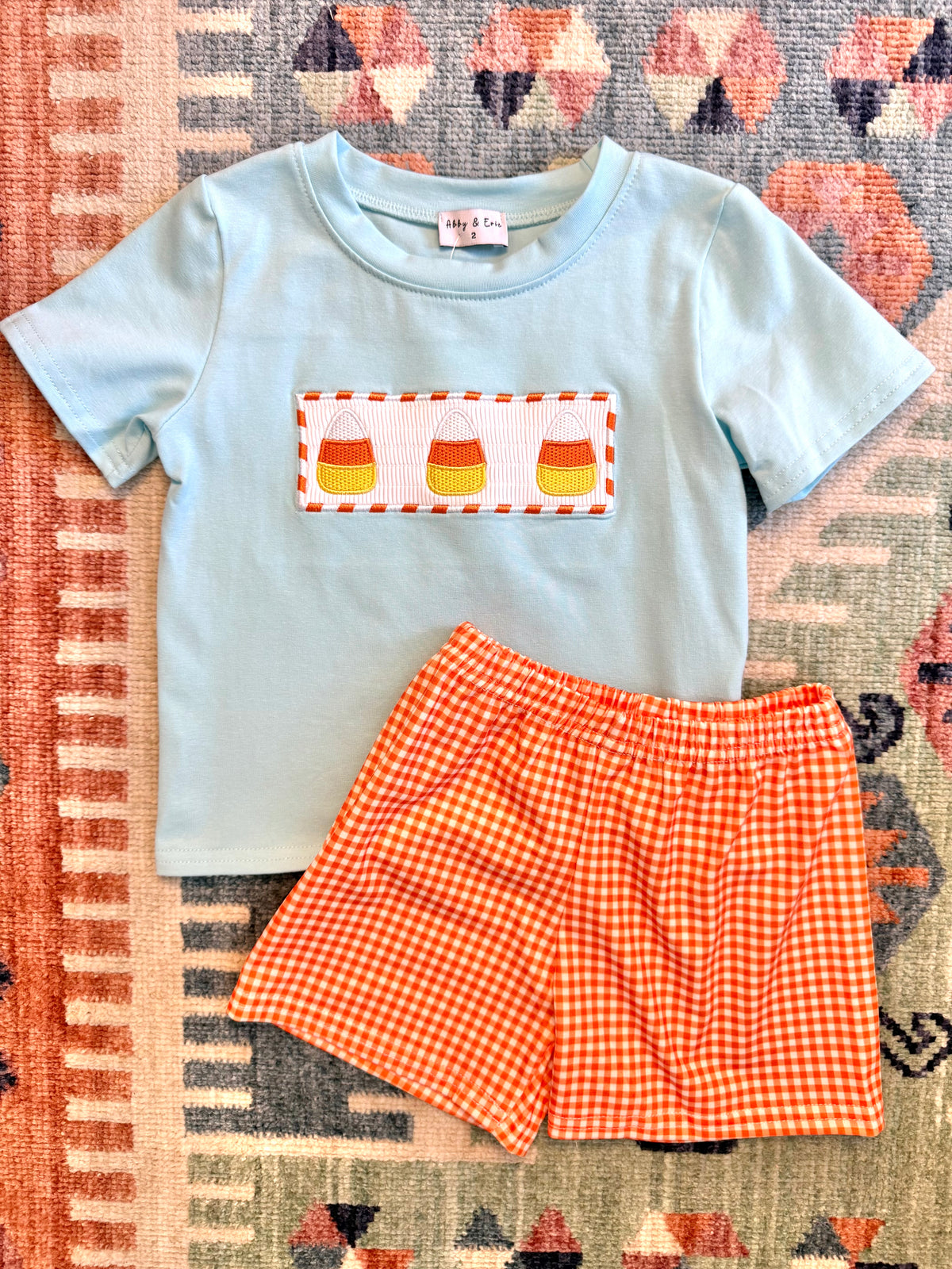 Boy’s Embroidered Candy Corn Shorts Set