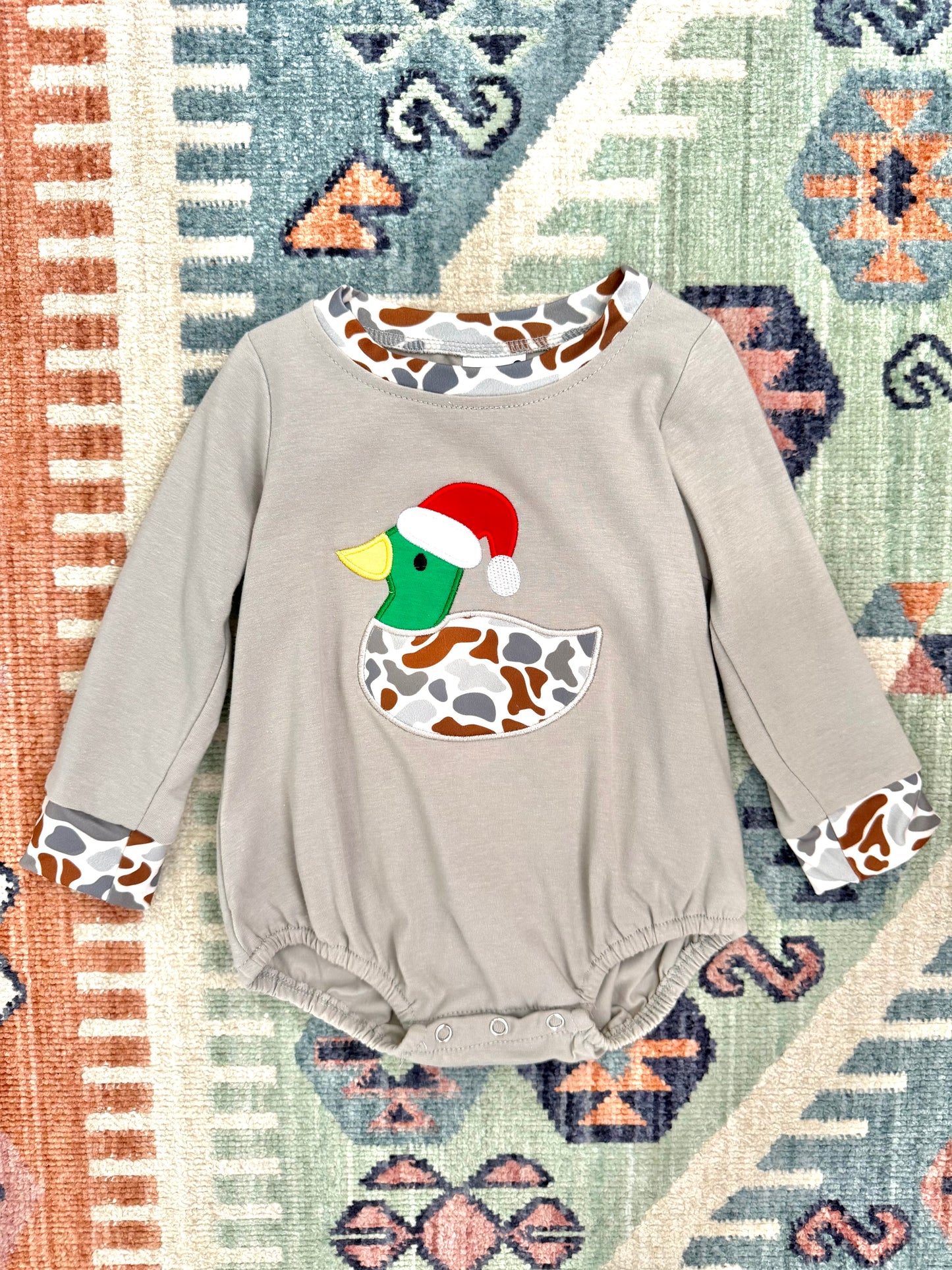 Boy’s Camo Duck Bubble w/ Santa Hat