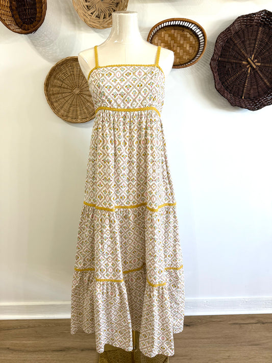 The Leah Floral Tiered Maxi Dress in Yellow