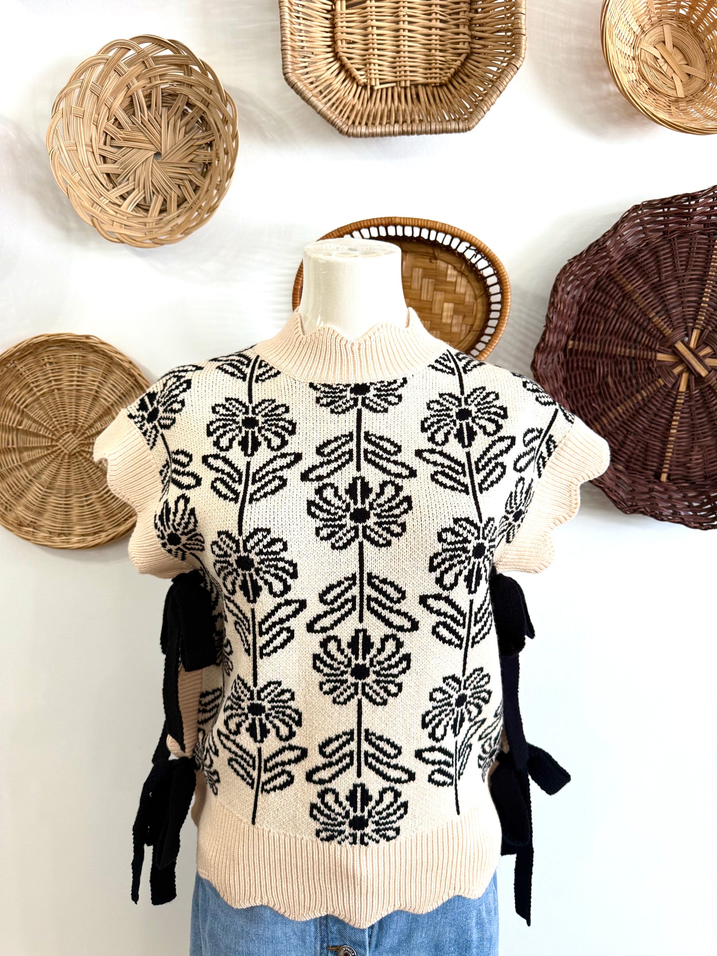 The Milo Floral Tie Side Sweater