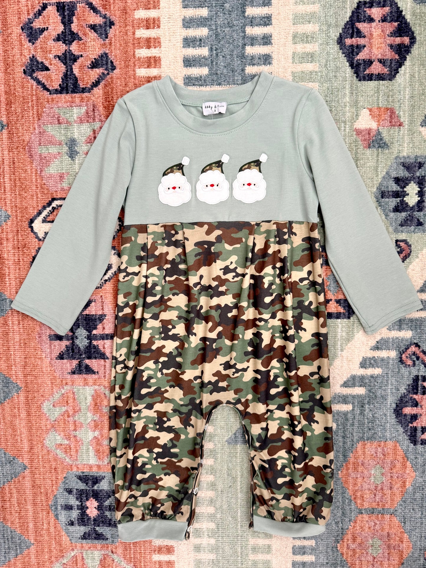Boy’s Santa Appliqué Romper in Camo