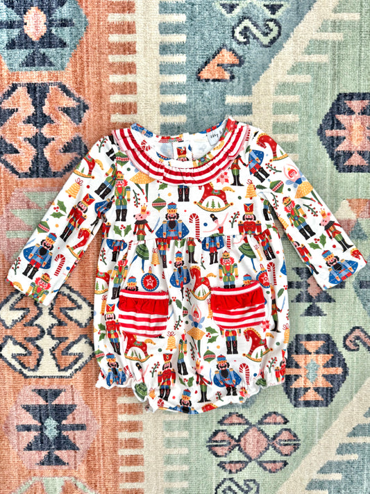 Nutcracker Print Ruffle Bubble