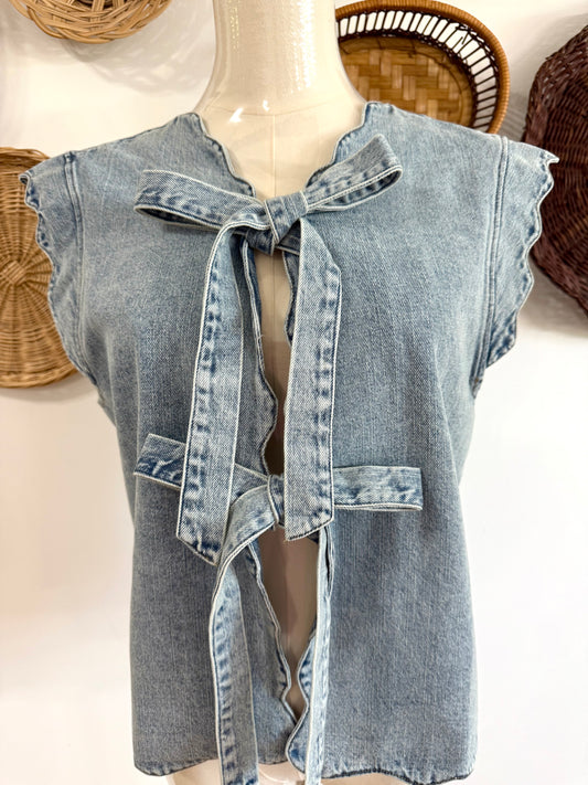 The Lottie Scalloped Edge Denim Vest