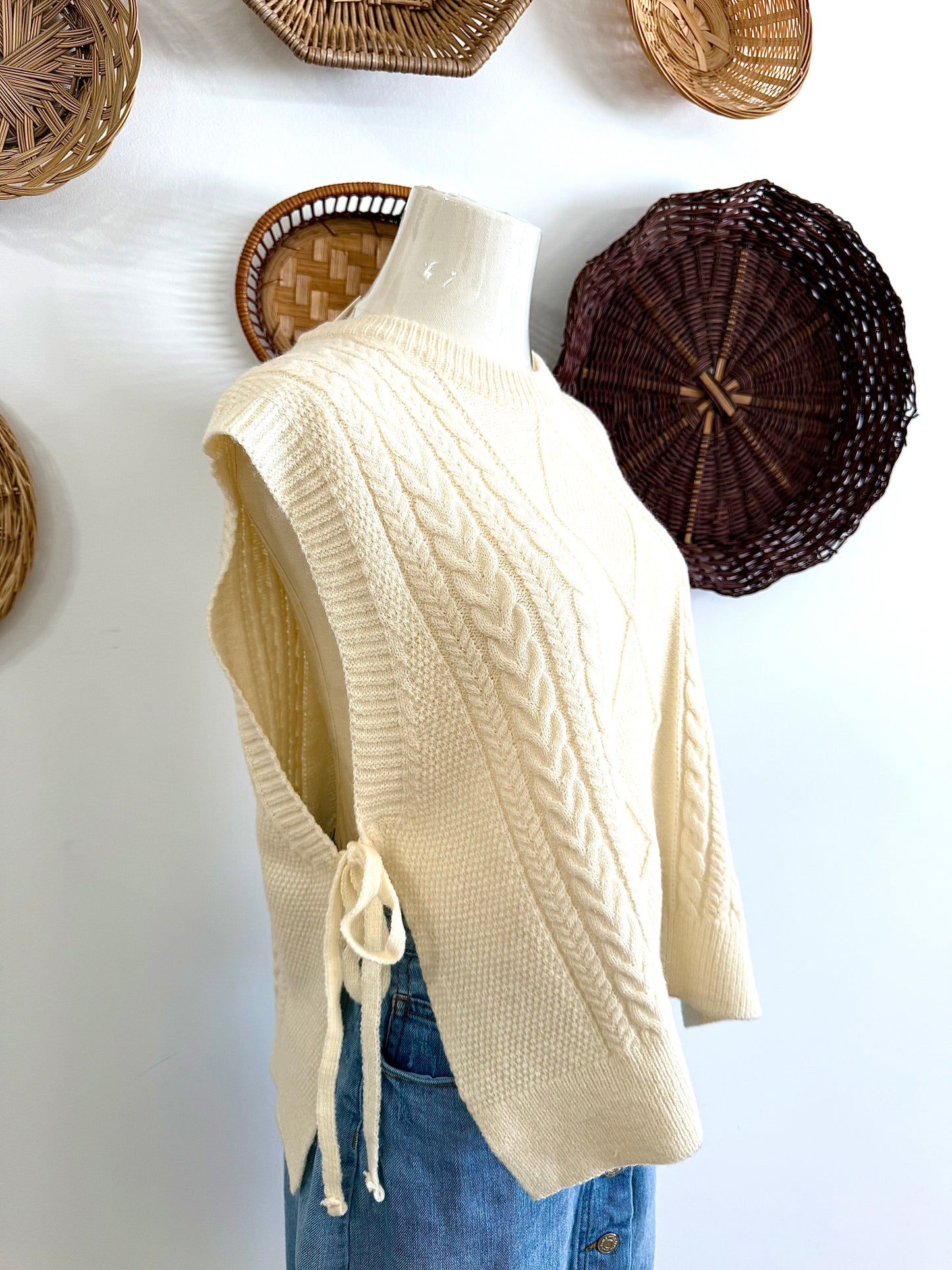The Joya Side Tie Sweater Tank in Ivory
