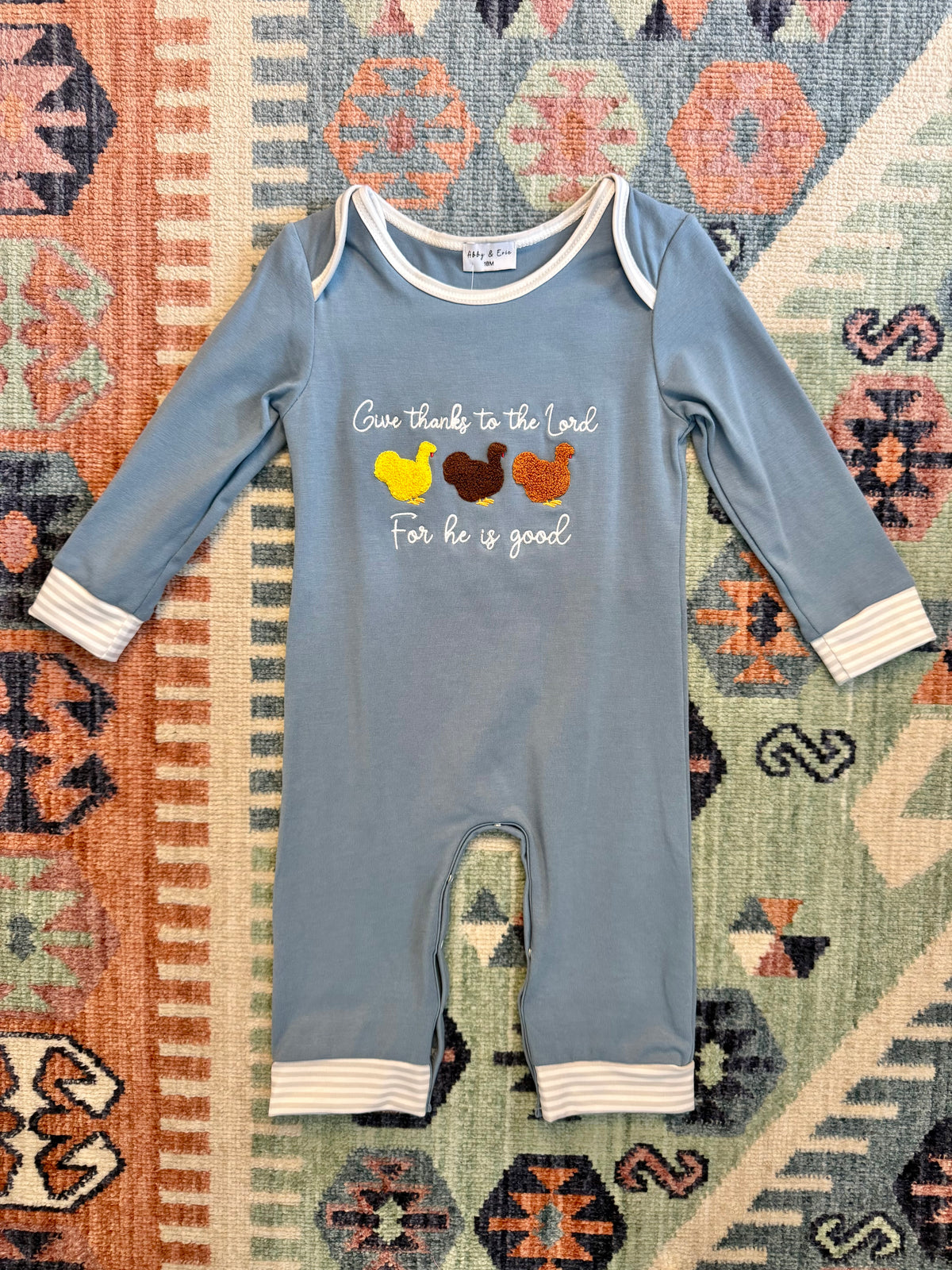 Boy’s Turkey Embroidered Romper