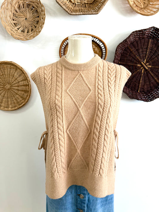 The Joya Side Tie Sweater Tank in Tan