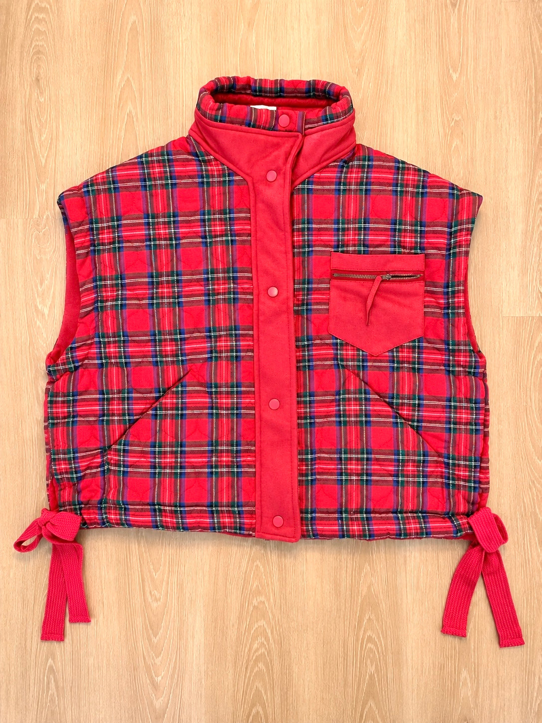 The Winter Puffer Vest in Red Plaid