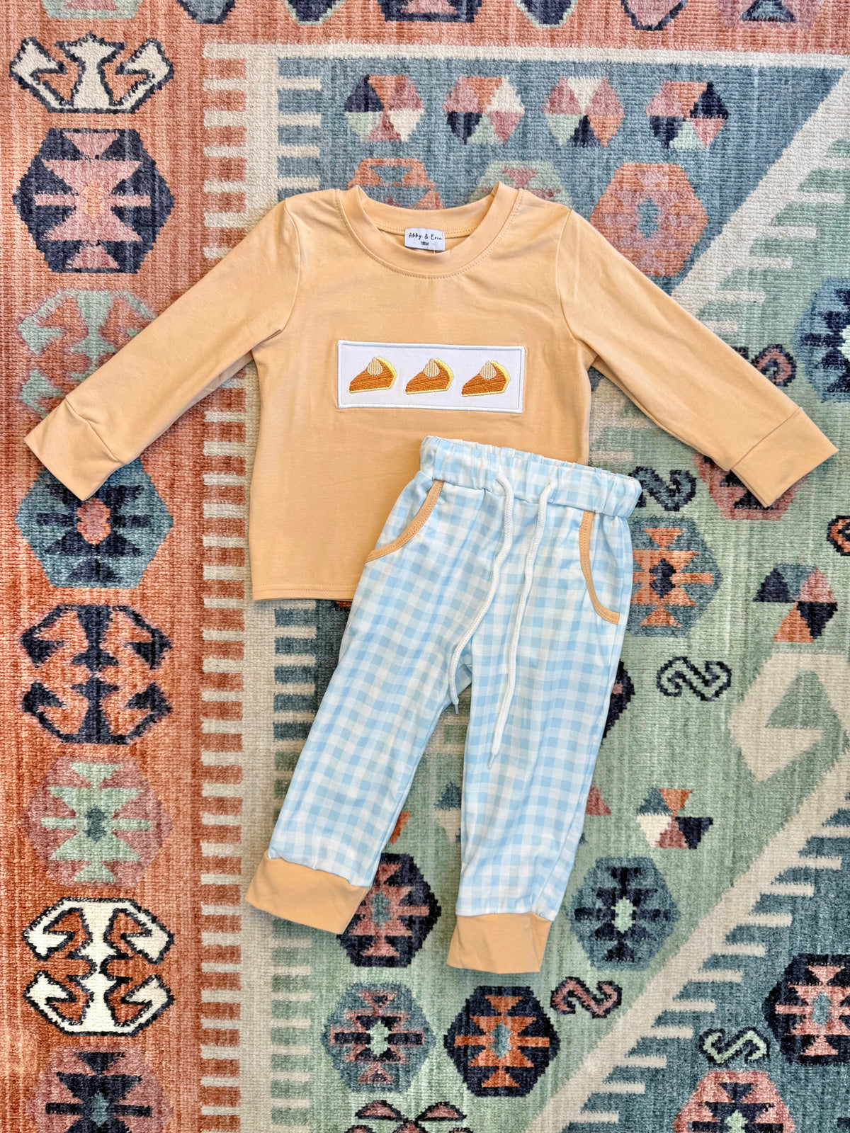Boy’s Pumpkin Pie Gingham Jogger Set