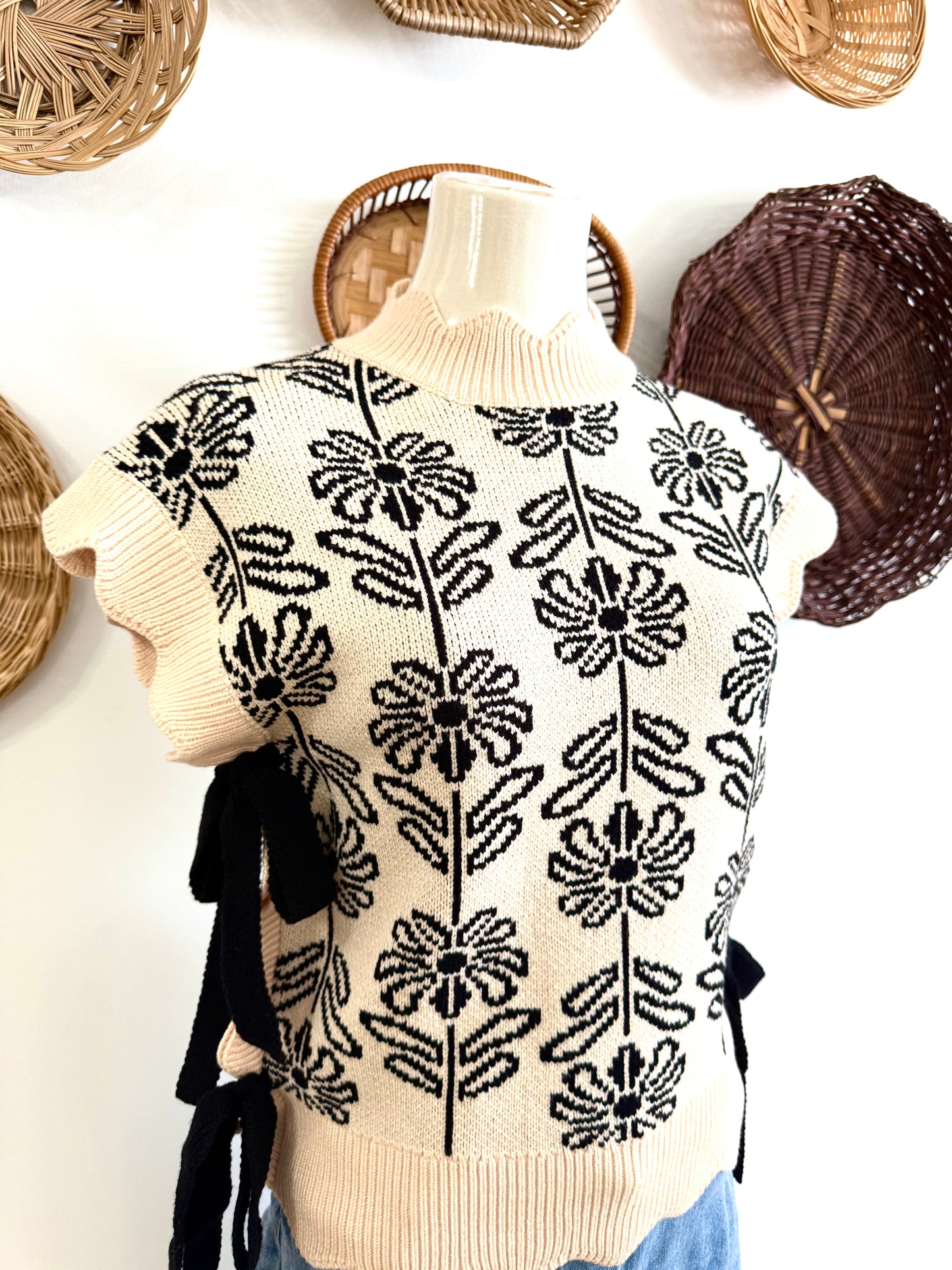 The Milo Floral Tie Side Sweater