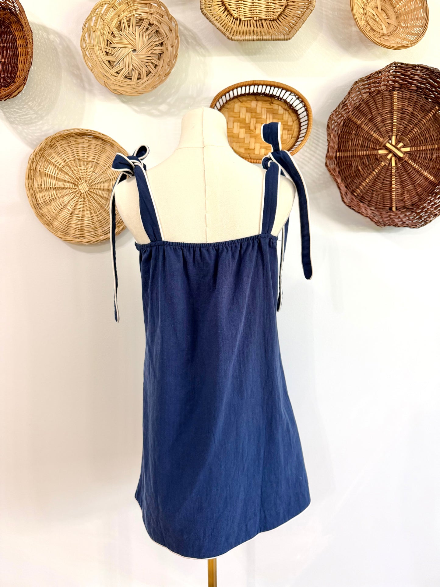The Saylor Seashell Embroidered Dress in Navy