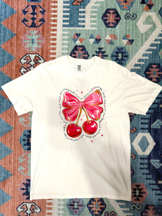Cherry & Bow Comfort Colors T Shirt in Ivory
