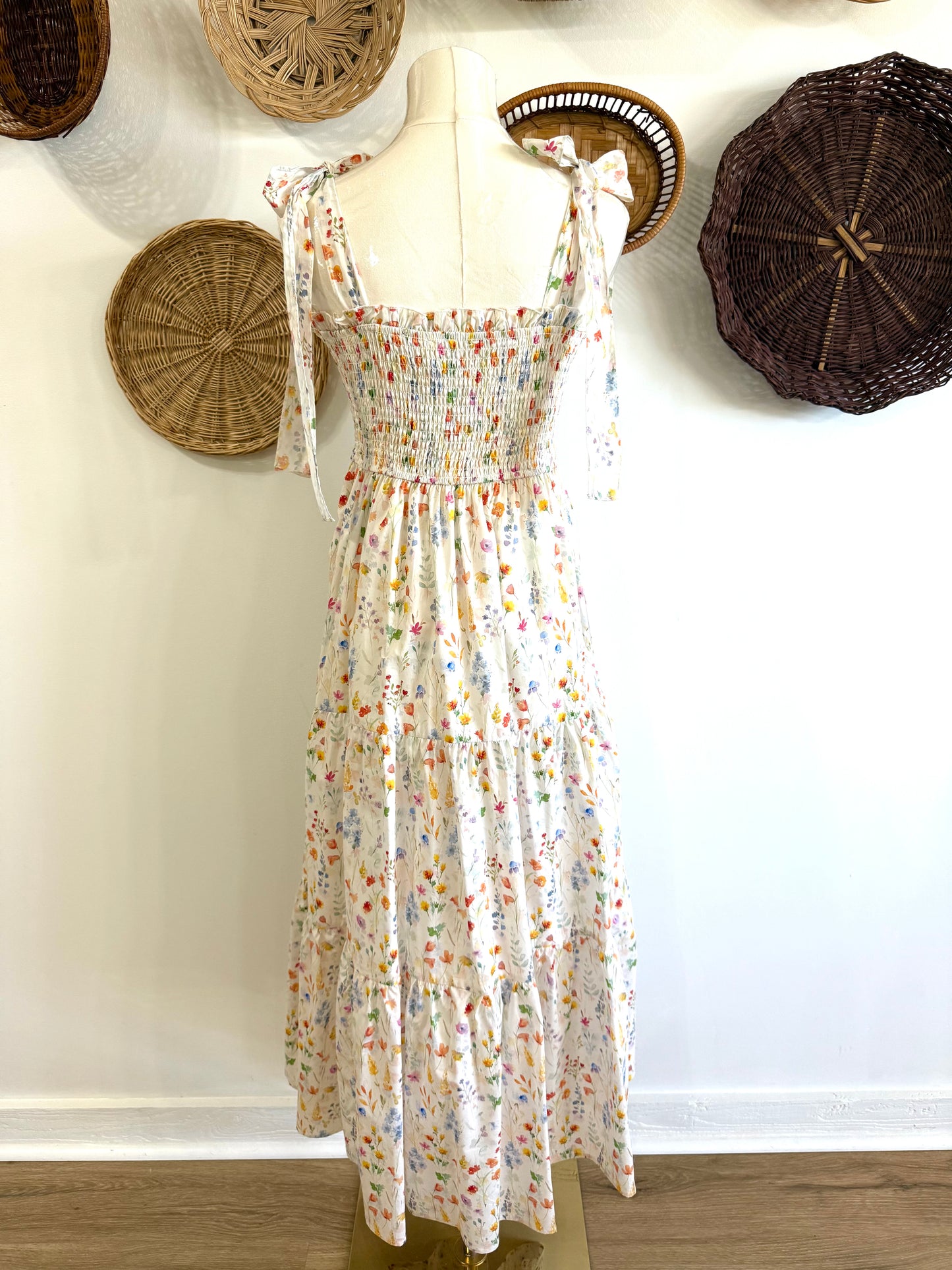 The Hartwell Wildflower Print Maxi Dress in Ivory