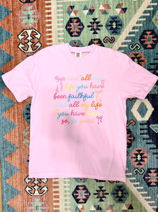 “Goodness of God” Comfort Colors T Shirt in Pink