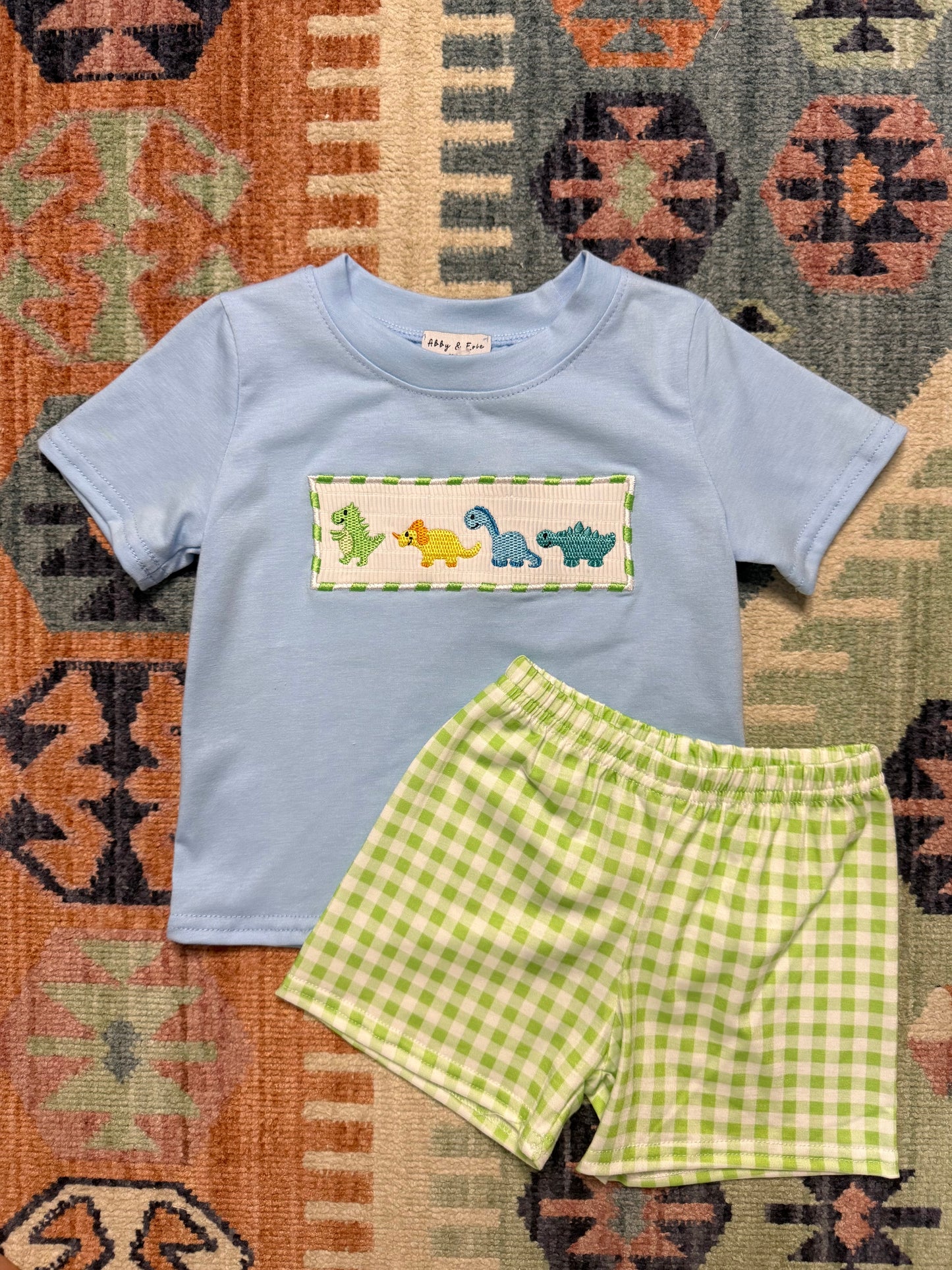 Boy’s Embroidered Dinosaur Set