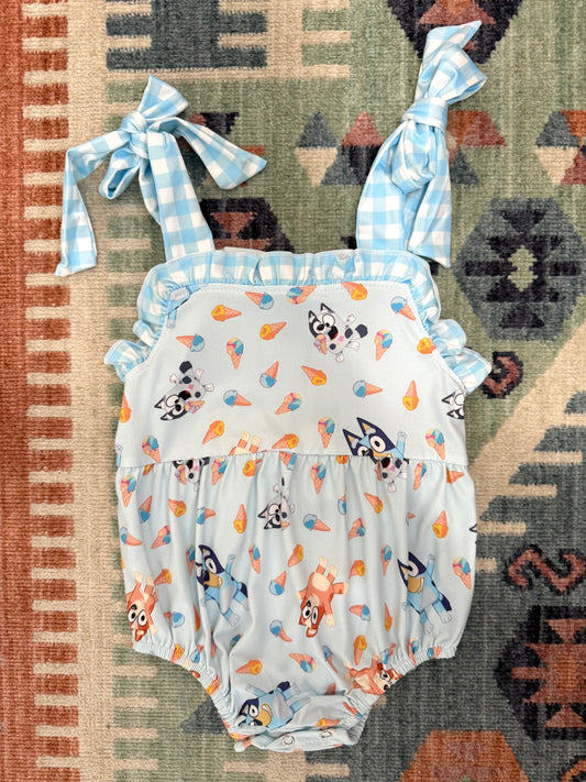 Blue Character & Gingham Ruffle Bubble