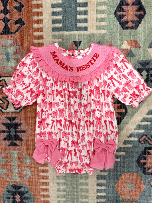 Mama’s Bestie Smocked Bow Print Bubble