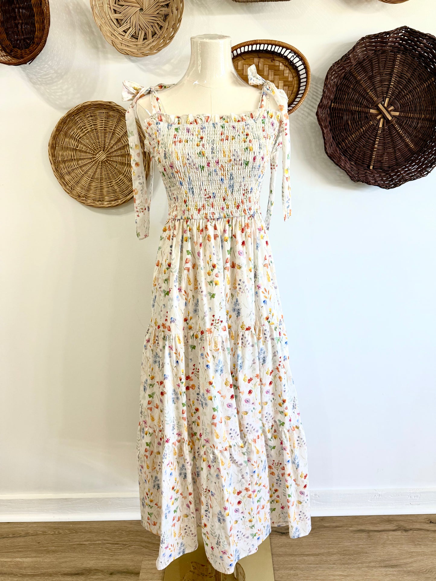 The Hartwell Wildflower Print Maxi Dress in Ivory