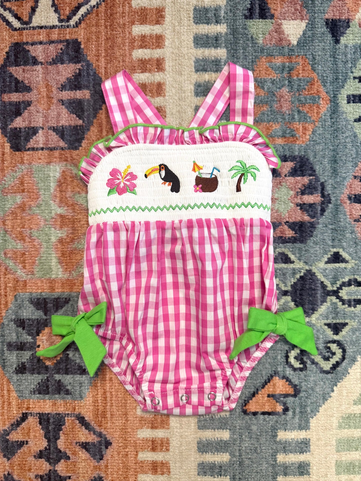 Smocked Beachy Gingham Bubble