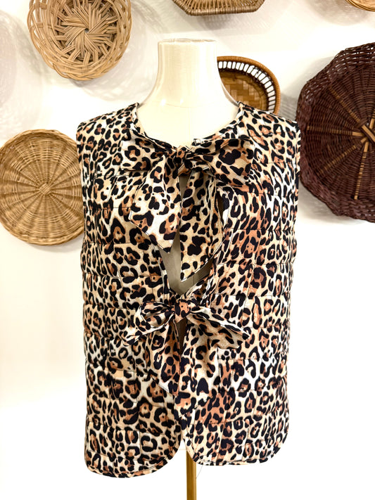 The Myles Cheetah Bow Tie Quilted Vest