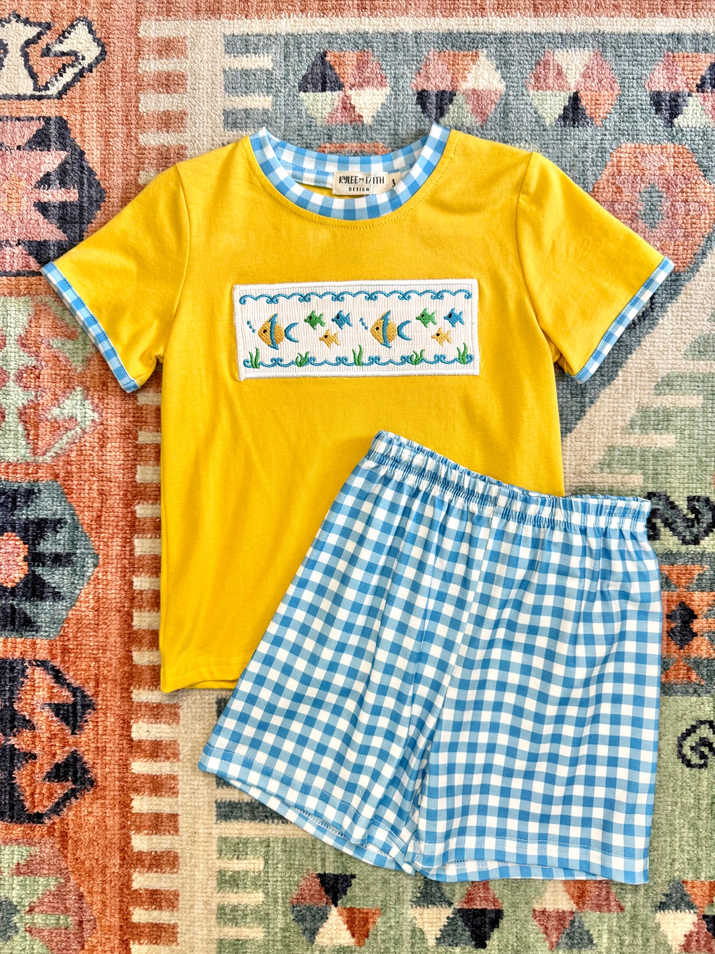 Boy’s Fish Embroidered Short Set