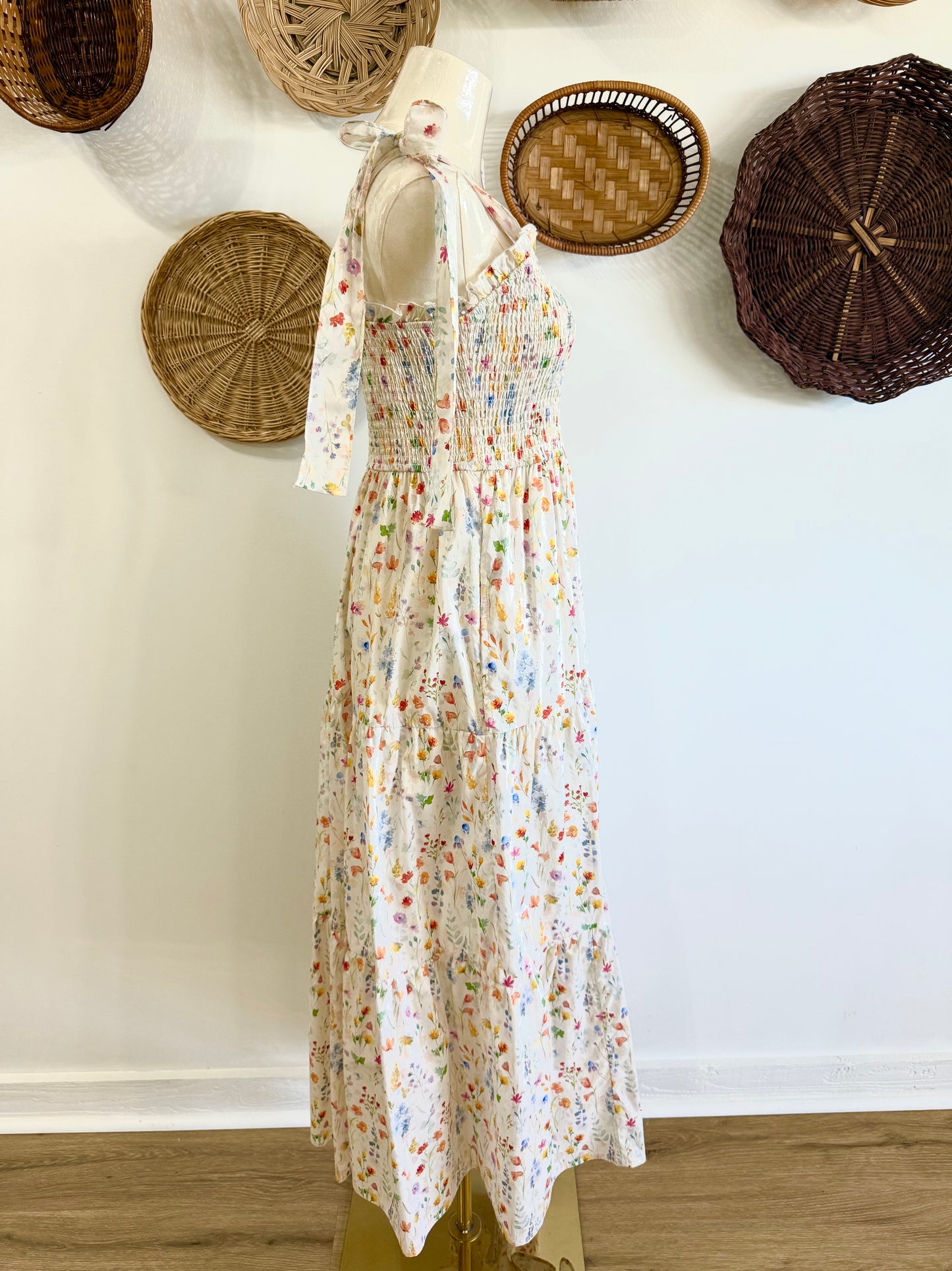 The Hartwell Wildflower Print Maxi Dress in Ivory