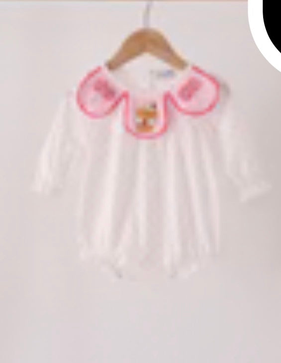 Polka Dot Pumpkin Spice Latte Scalloped Collar Bubble