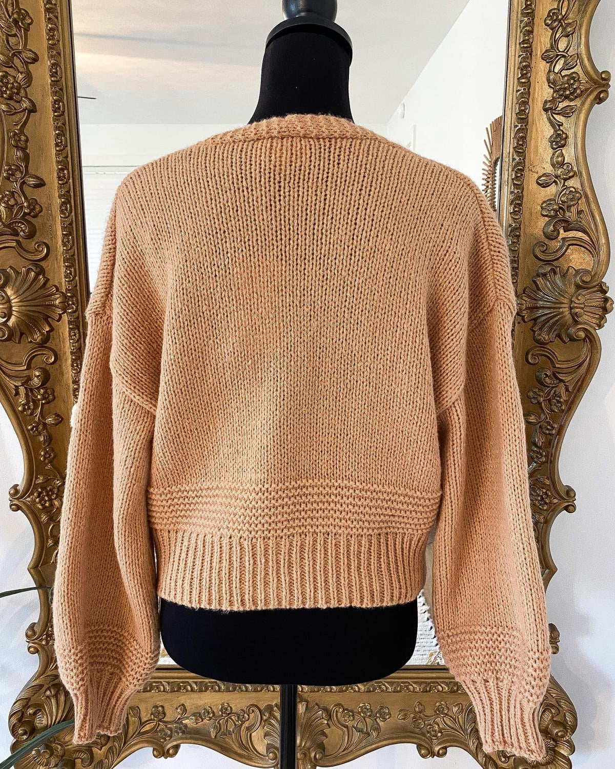 The Lyra Flower Cardigan in Tan
