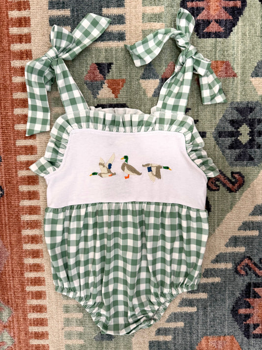 Duck French Knot Gingham Bubble in Green