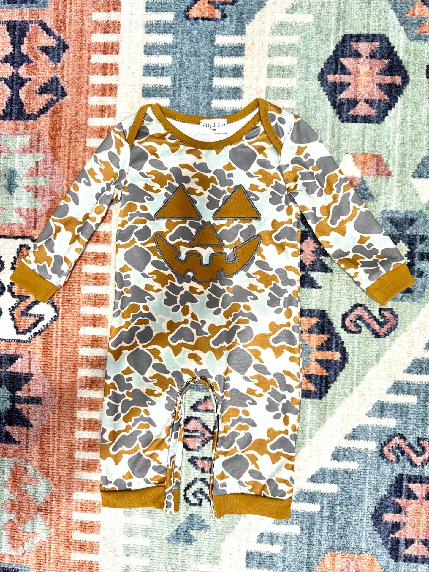 Boy’s Jack-o-latern Romper in Camo