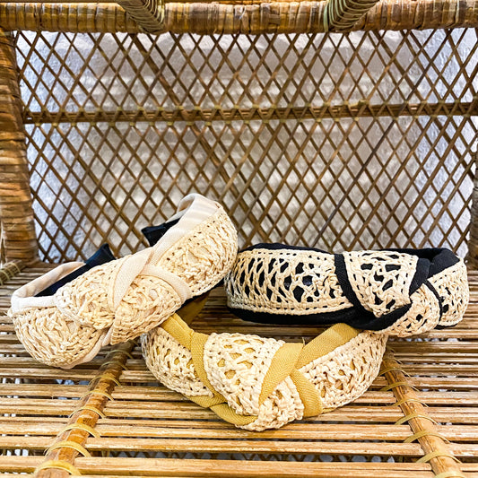 The Tae Linen & Raffia Knot Headband