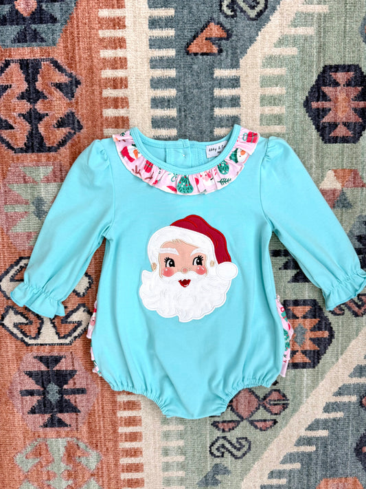 Blue Christmas Santa Claus Ruffle Bubble