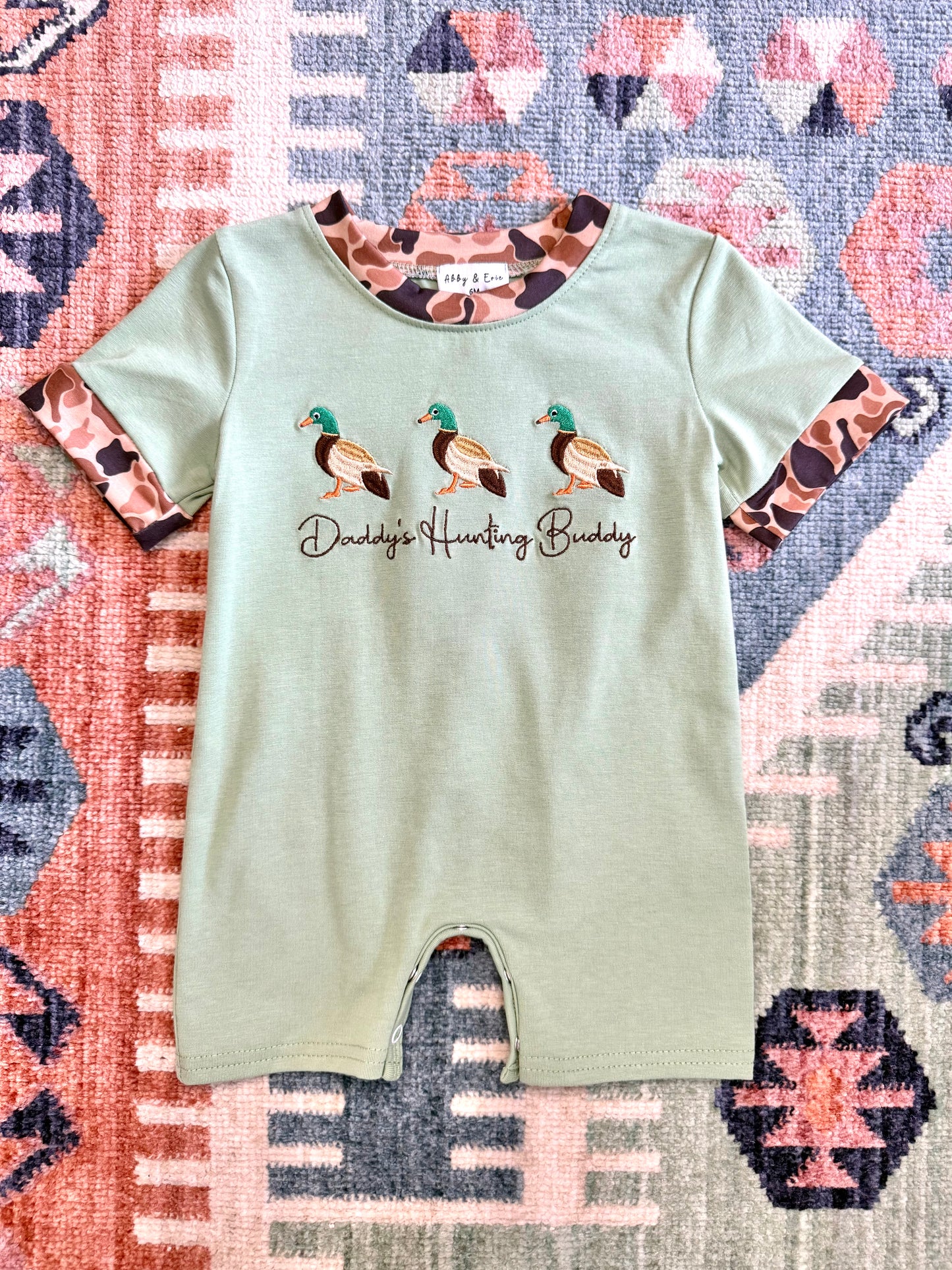 Boy’s Embroidered “Daddy’s Hunting Buddy” Camo Jon Jon