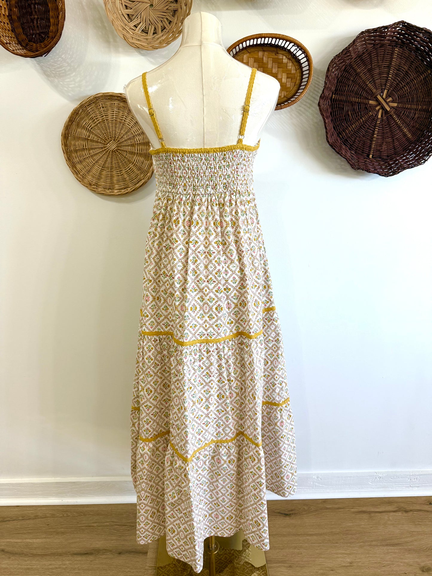The Leah Floral Tiered Maxi Dress in Yellow