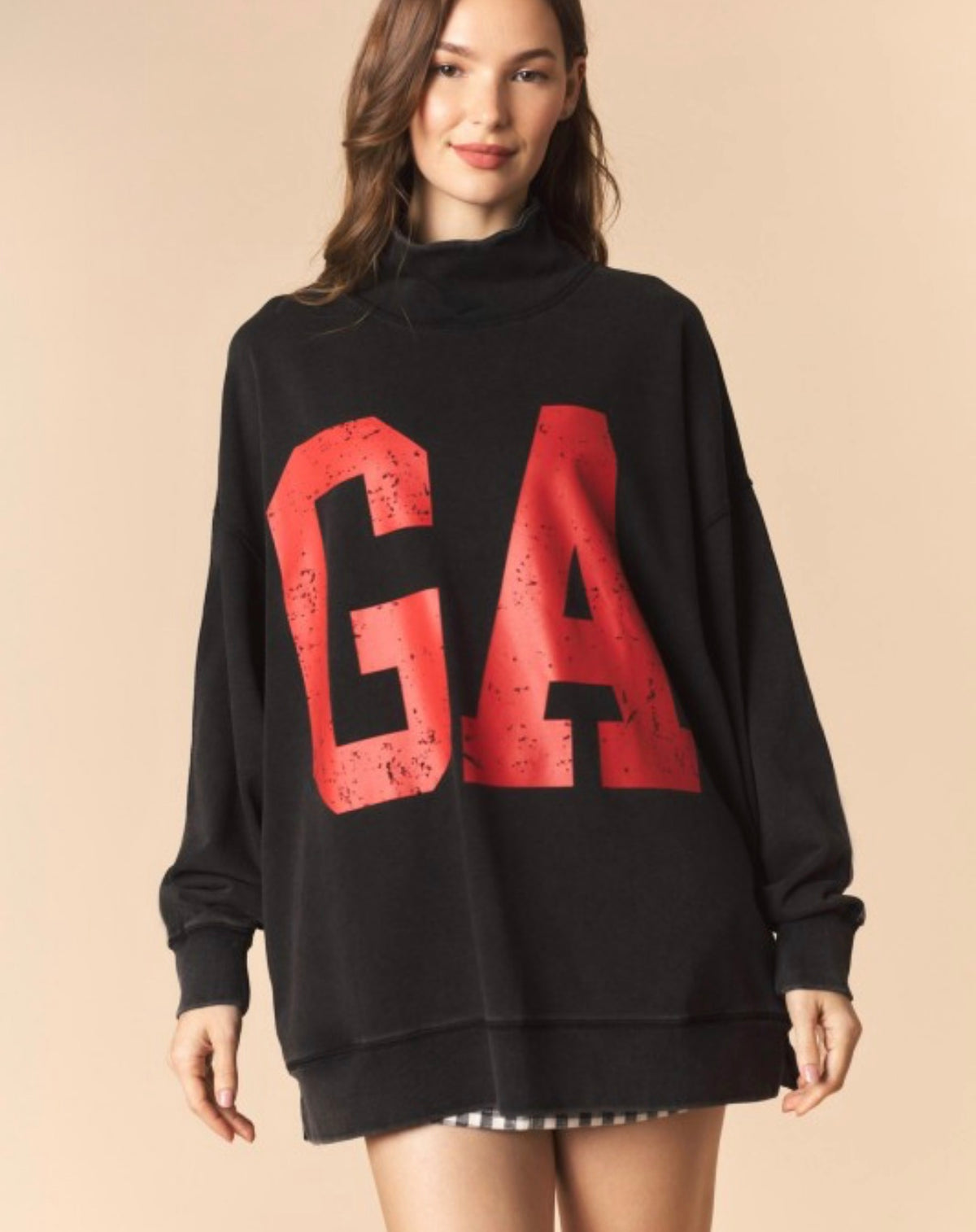 Black & Red Georgia Mock Neck Sweatshirt