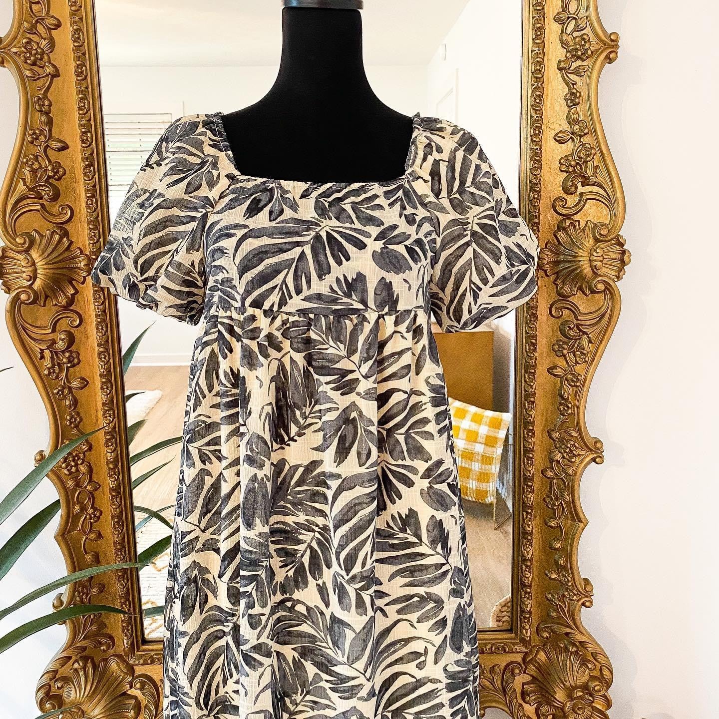 The Baylor Palm Leaf Maxi Dress in Ivory