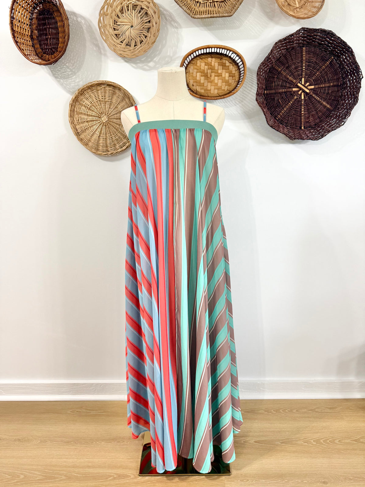 The Inez Colorful Stripe Maxi Dress