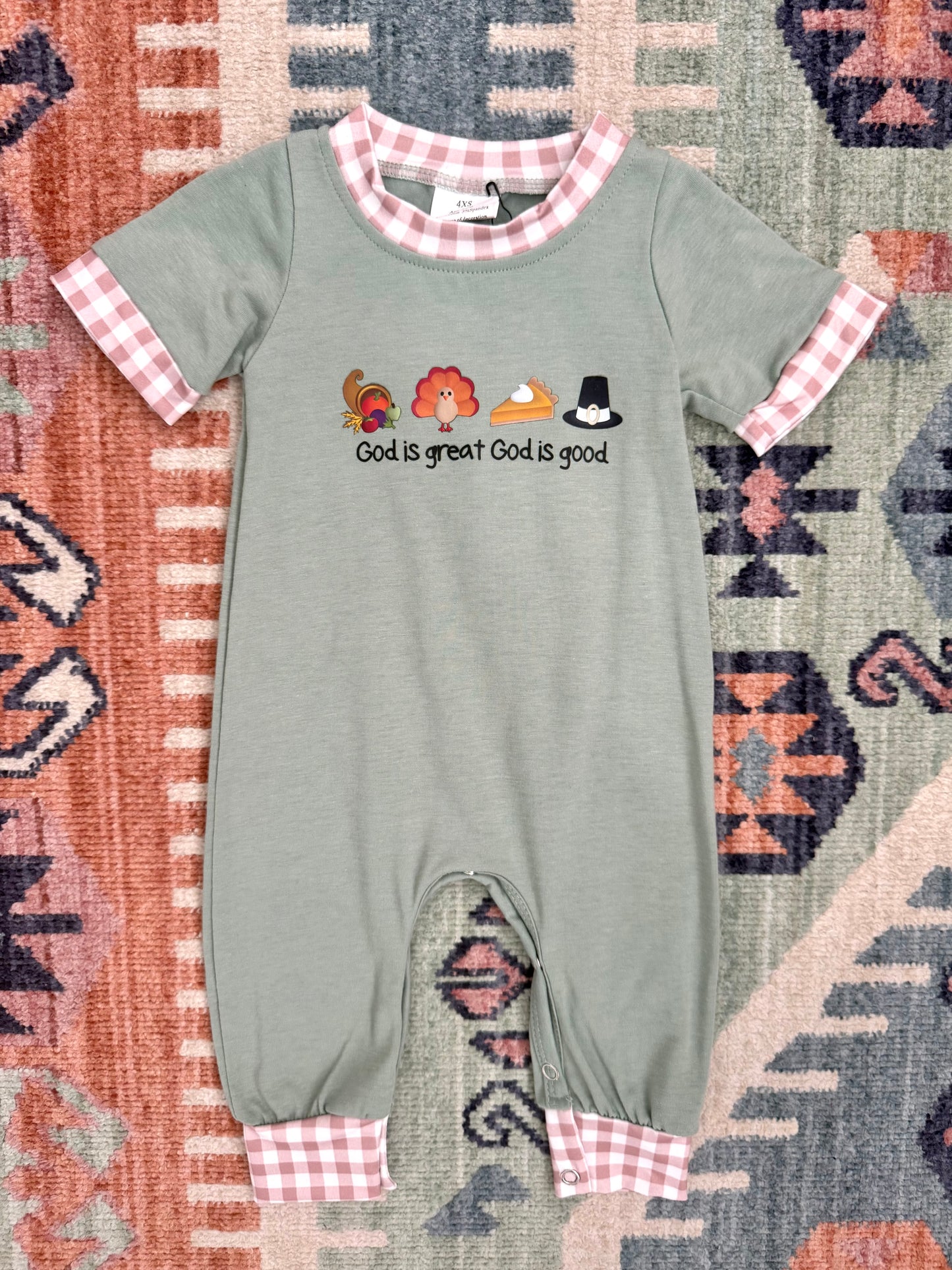 Boy’s “God is Great God is Good” Thanksgiving Romper