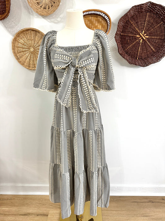 The Grace Gingham Bow Front Maxi Dress