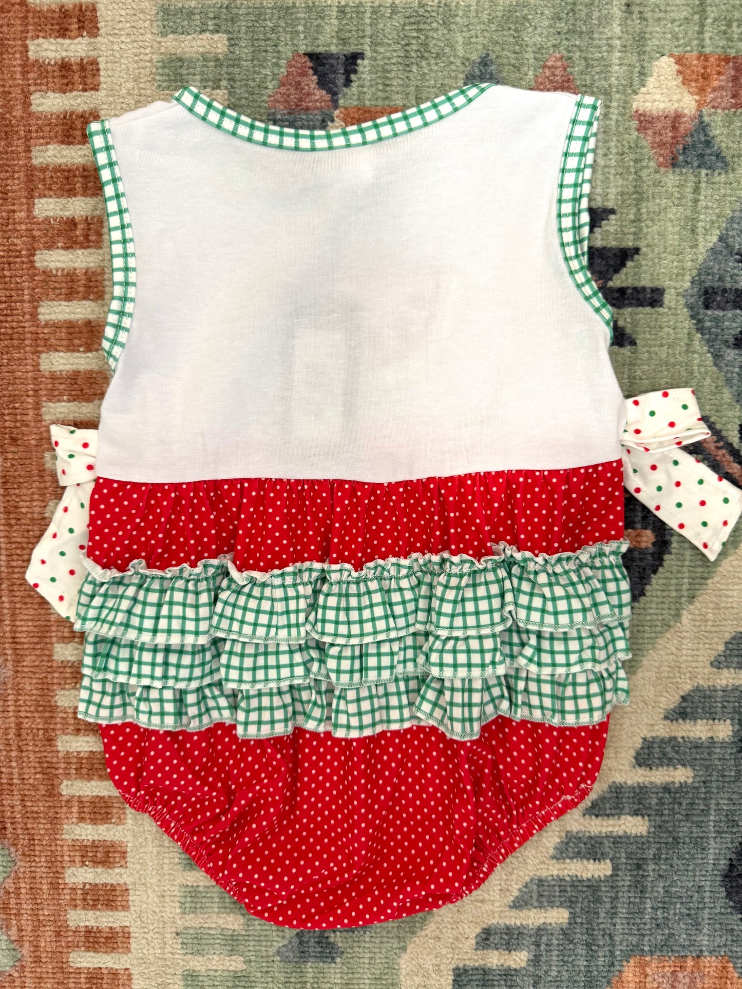 Watermelon Polka Dot & Gingham Ruffle Bow Bubble