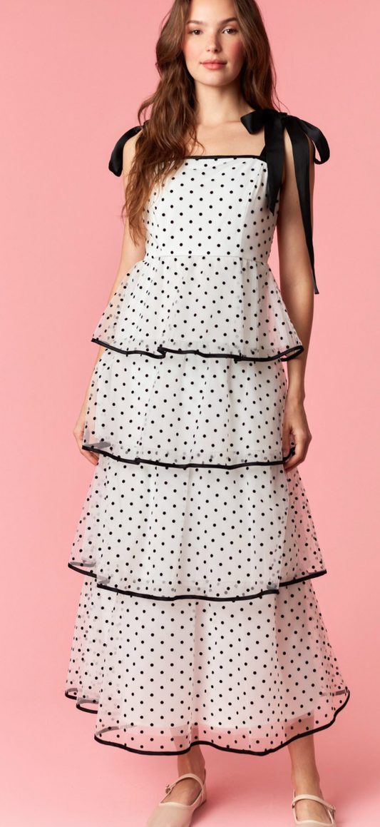 The Reese Polka Dot Tiered Maxi Dress
