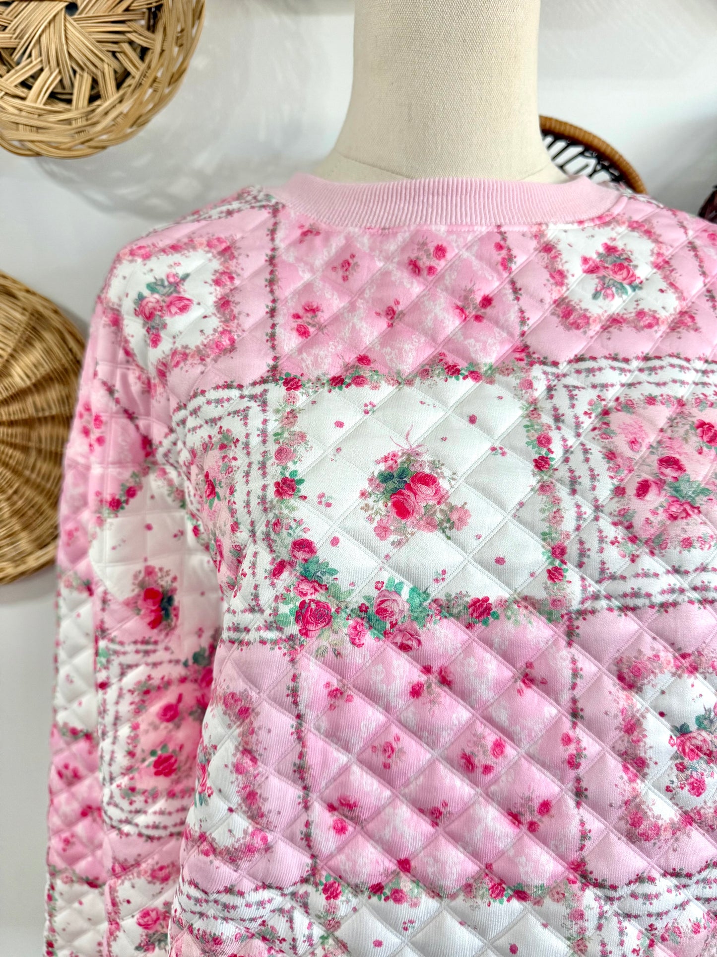 The Cora Patchwork Print Quilted Set in Pink