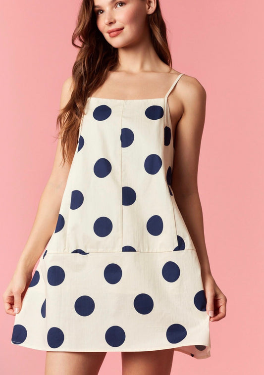 The Skylar Polka Dot Dress in Navy & Ivory