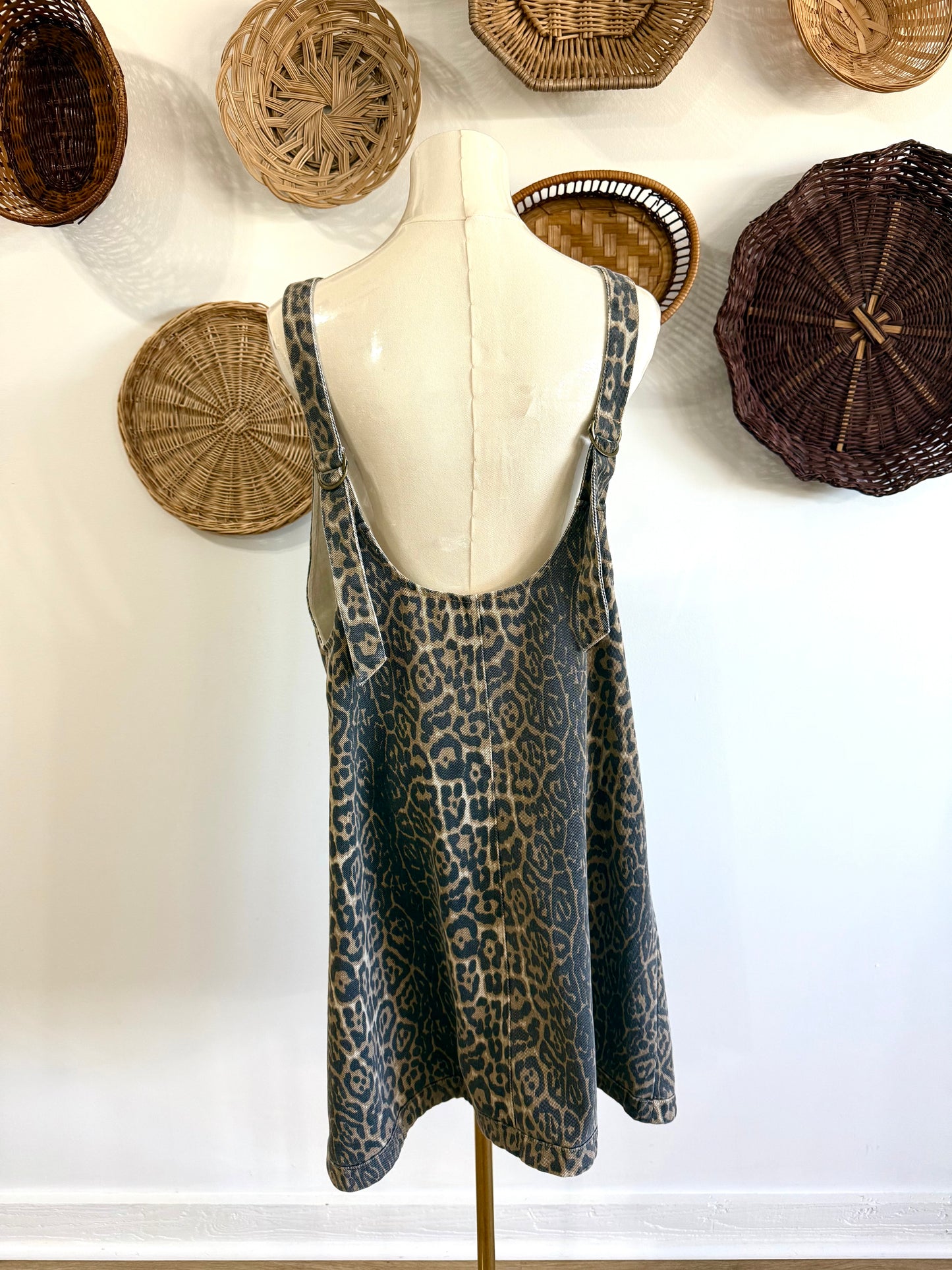The Holden Denim Cheetah Print Overall Dress