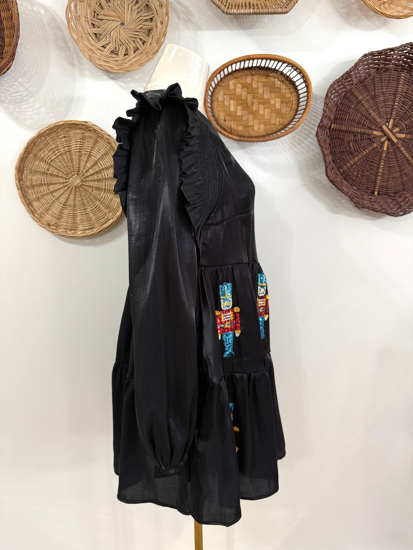 The Nutcracker Sequin Ruffle Dress in Black