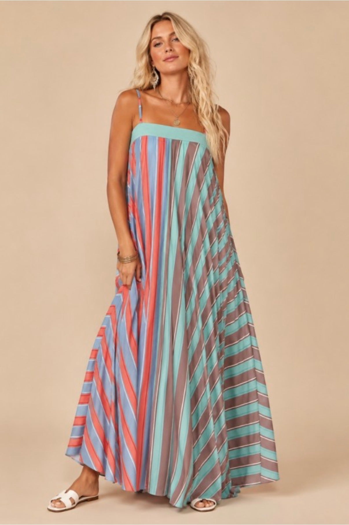 The Inez Colorful Stripe Maxi Dress